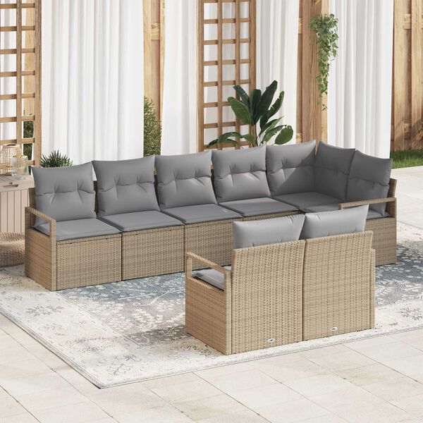 vidaXL Set di divani 8 pcs Beige polyrattan