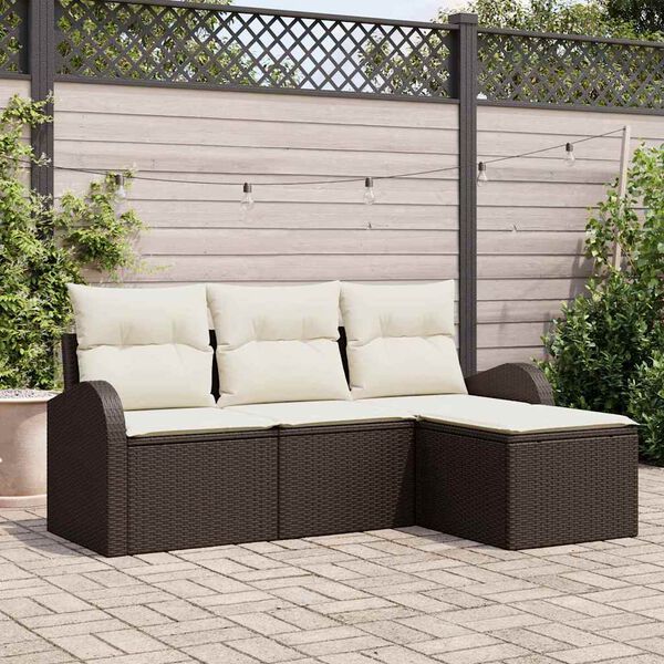 vidaXL Set Divano da Giardino Marrone polyrattan