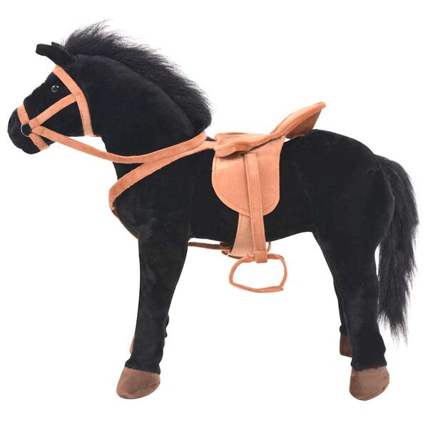 vidaXL Cavallo in Peluche in Piedi Nero