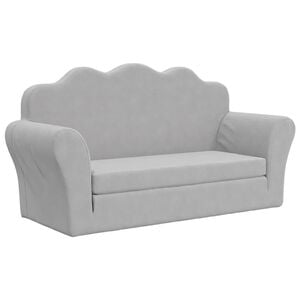 vidaXL Divano Letto Bambini a 2 Posti Grigio Chiaro in Morbido Peluche