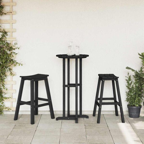 vidaXL Sgabello da bar 2 pcs Nero 52 x 43 x 73.5cm HDPE