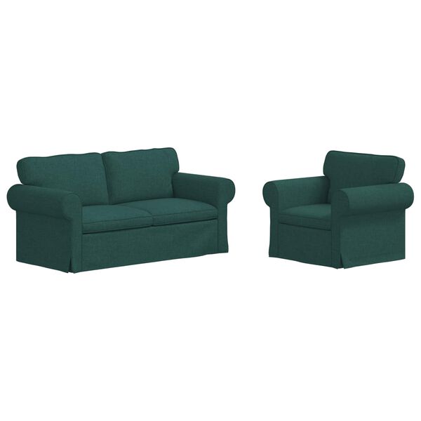 vidaXL Divano 140cm 2 pcs Verde Scuro Metallo