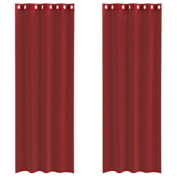 vidaXL Tende in Voile con Occhielli 2 pz Rosso Vino