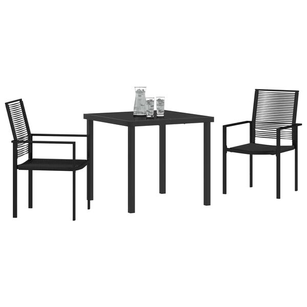 vidaXL Set da Pranzo per Giardino 3 pcs Nero