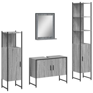 vidaXL Set Mobili da Bagno 4 pz Grigio Sonoma in Legno Multistrato