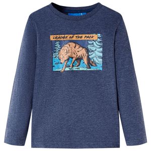 Maglietta da Bambino Maniche Lunghe Blu Scuro M&eacute;lange 128