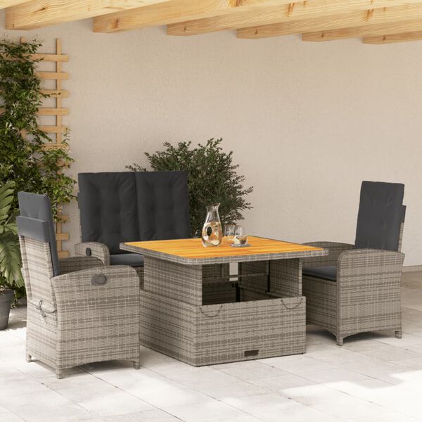 vidaXL Set da Pranzo da Giardino 5 pz con Cuscini in Polyrattan Grigio