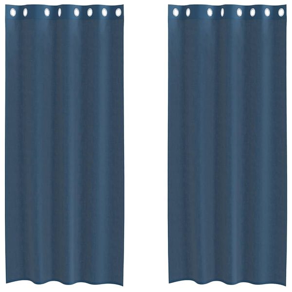 vidaXL Tende in Voile con Occhielli 2 pz Blu Reale