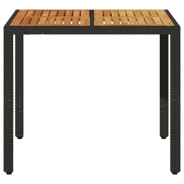vidaXL Tavolo Giardino Piano Legno Acacia Nero 90x90x75 cm Polyrattan