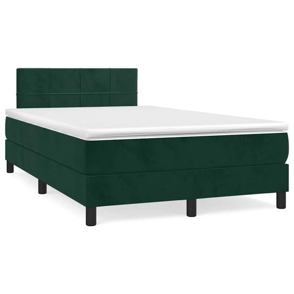 vidaXL Letto a Molle con Materasso e LED Verde Scuro 120x190cm Velluto