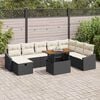 vidaXL Set Divano da Giardino con cuscino 9 pcs Nero Poly Rattan
