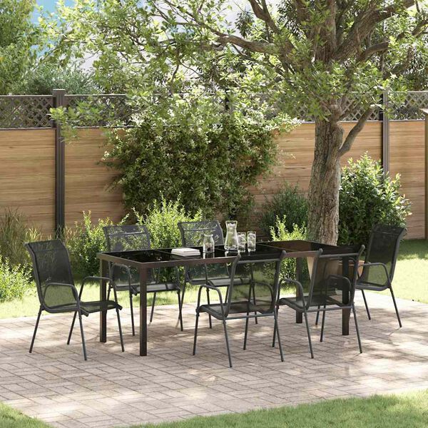 vidaXL Set da Pranzo per Giardino 7 pcs Nero