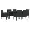 vidaXL Set da Pranzo da Giardino 7 pz Nero in Polyrattan e Acciaio