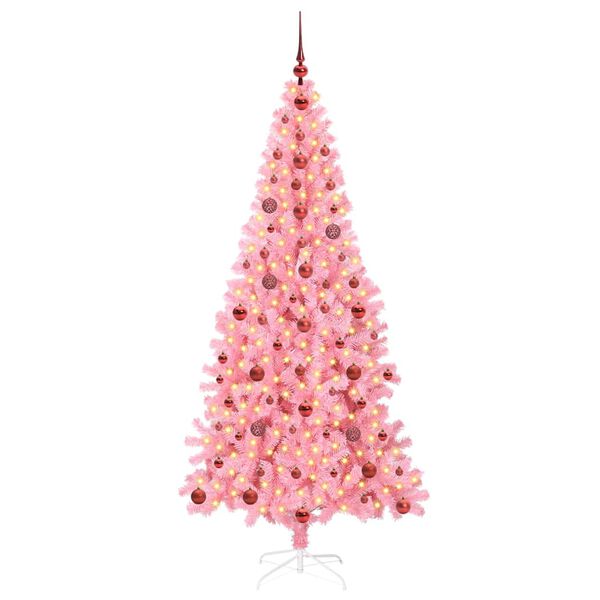vidaXL Albero di Natale con 300 LED con supporto Rosa 210 cm PVC