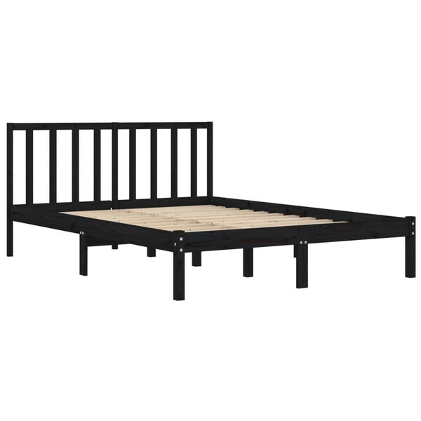 vidaXL Giroletto Nero in Legno Massello di Pino 140x190 cm