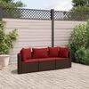 vidaXL Set Divano da Giardino 3 pz con Cuscini Marrone in Polyrattan