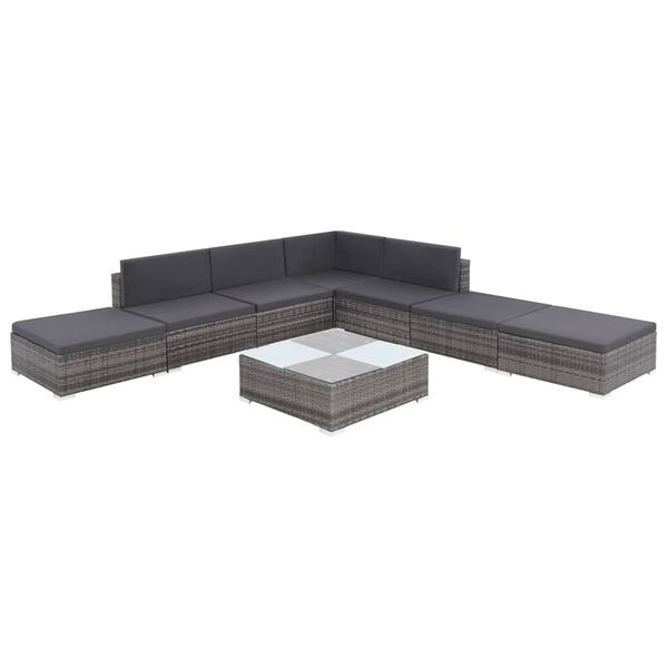 vidaXL Set Divani da Giardino 8 pz con Cuscini in Polyrattan Grigio