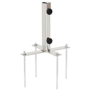 vidaXL Base per Ombrellone con Picchetti per &Oslash;32-38 Argento in Acciaio