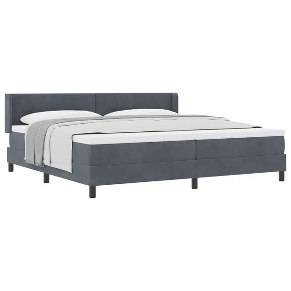vidaXL Letto a molle con materasso Grigio scuro 200 x 200 cm Velluto
