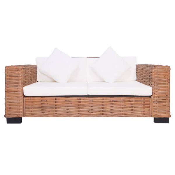 vidaXL Set di Divani con Cuscini 2 pz in Rattan Naturale