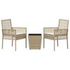 vidaXL Set Bistro da Giardino 3 pcs Beige Poly Rattan