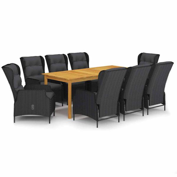 vidaXL Set da Pranzo da Giardino 9 pz Grigio Scuro