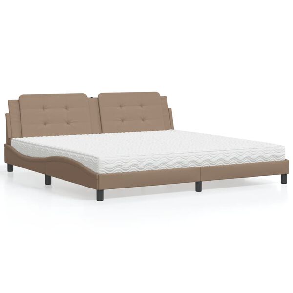 vidaXL Letto con Materasso Zadar Cappuccino 200x200cm Similpelle
