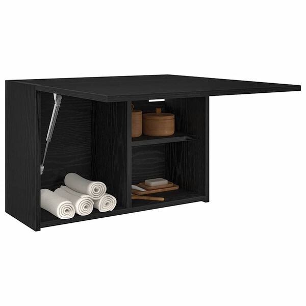 vidaXL Mobile da Bagno a Parete Nero 60x25x40 cm in Legno Multistrato