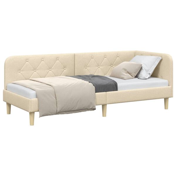 vidaXL Cornice del letto ad angolo Crema 80 x 200 cm Tessuto