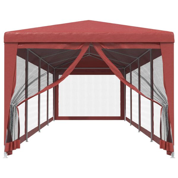 vidaXL Tenda per Feste con 10 Pareti Laterali in Rete Rossa 3x12m HDPE