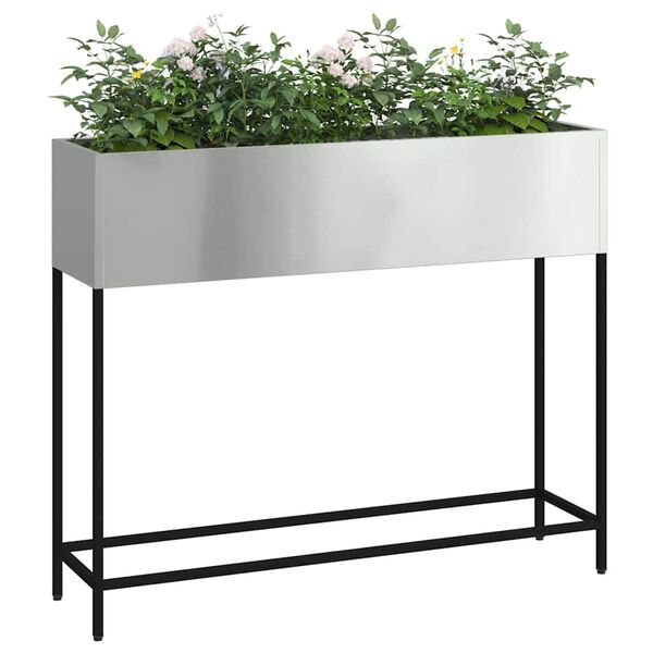 vidaXL Vaso da Giardino Rialzato Argento 100 x 26 x 82 cm