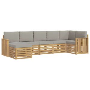 vidaXL Set di divani da esterno 7 pz Bianco e Grigio Chiaro