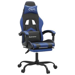vidaXL Sedia da Gaming con Poggiapiedi Nero e Blu in Similpelle