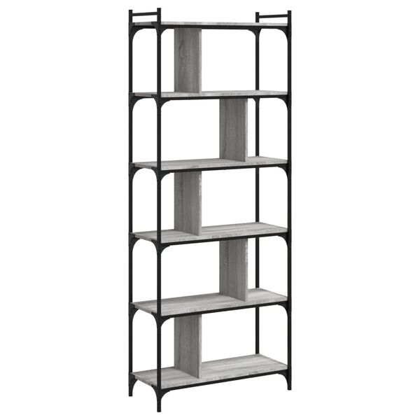 vidaXL Libreria Grigio Sonoma 6 Ripiani 76x32x192 cm Legno Multistrato