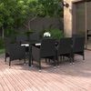 vidaXL Set da Pranzo da Giardino 9 pz in Polyrattan Nero