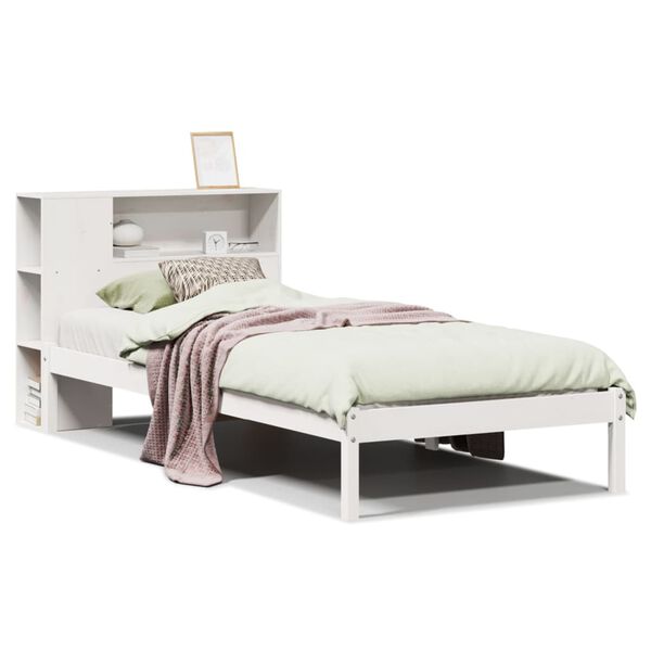 vidaXL Letto Libreria senza Materasso Bianco 90x190 cm Massello Pino