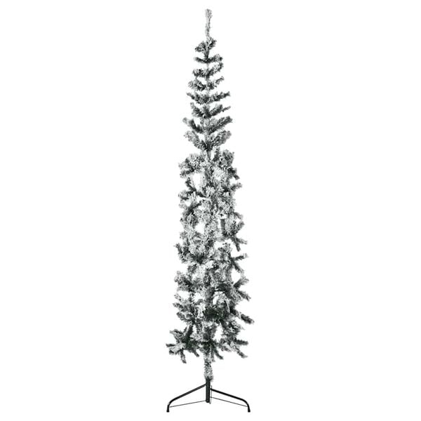 vidaXL Albero Natale Artificiale Sottile a Metà Neve Fioccata 240 cm