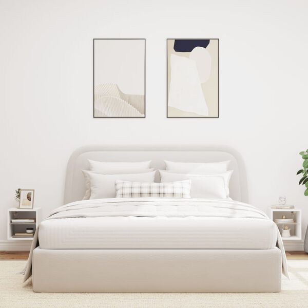 vidaXL Mobili TV a Parete con Luci LED 2pz Bianchi 30x28,5x30 cm