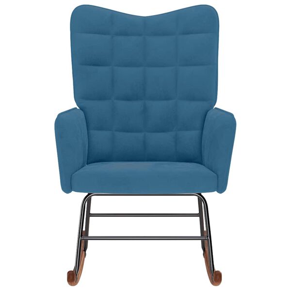 vidaXL Sedia a Dondolo Blu in Velluto