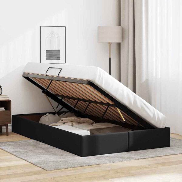 vidaXL Letto con Contenitore Nero 120 x 200 cm Pelle sintetica