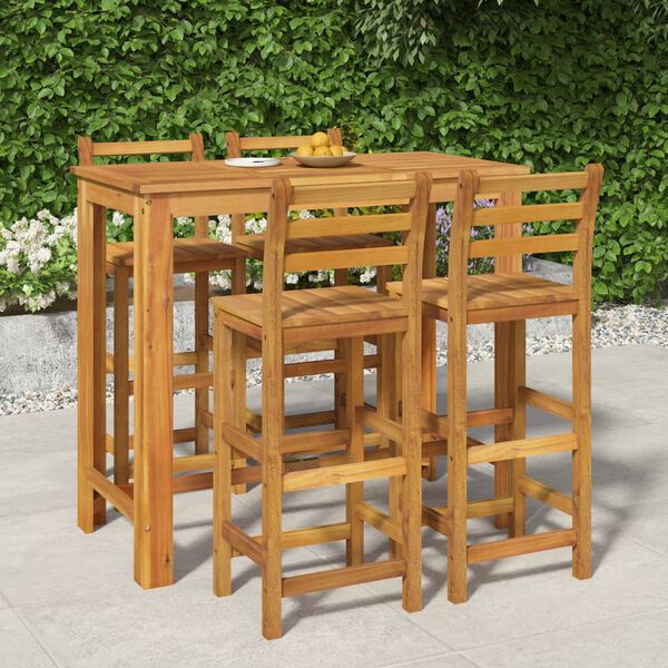 vidaXL Set da Bar da Giardino 5 pz in Legno Massello di Acacia