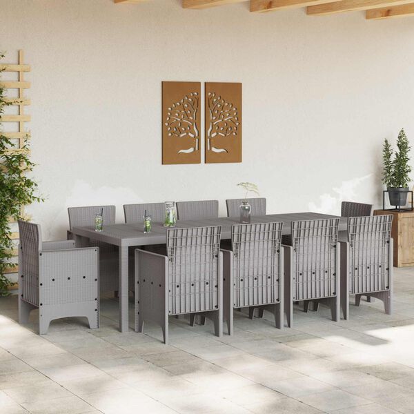 vidaXL Set da Pranzo per Giardino 11 pcs Grigio chiaro Polipropilene