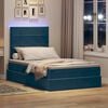 vidaXL Letto con contenitore e LED con led Blu 120 x 190 cm Velluto