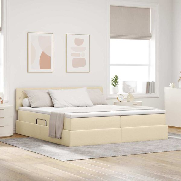 vidaXL Letto con Contenitore Crema 200 x 200 cm Pelle Sintetica