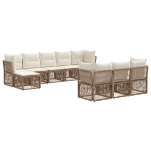 vidaXL Set Divano da Giardino 10 pcs Beige polyrattan