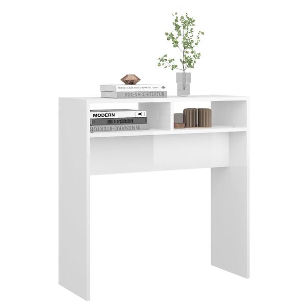 vidaXL Tavolino Consolle Bianco Lucido 78x30x80 cm Legno Multistrato