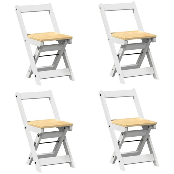vidaXL Sedie da Pranzo Pieghevoli 4 pz Corona Bianche in Legno di Pino