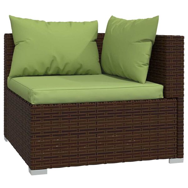 vidaXL Set Divani da Giardino 4 pz con Cuscini in Polyrattan Marrone