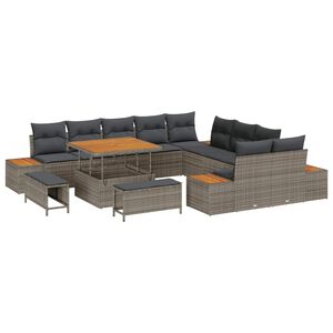 vidaXL Set Divano da Giardino con cuscino 13 pcs Grigio