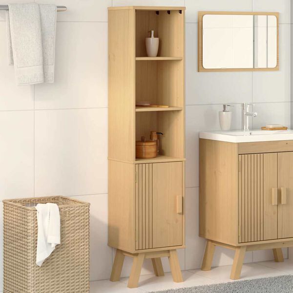 vidaXL Mobile da Bagno con lo scaffale Olden Marrone 35 x 30 x 159 cm